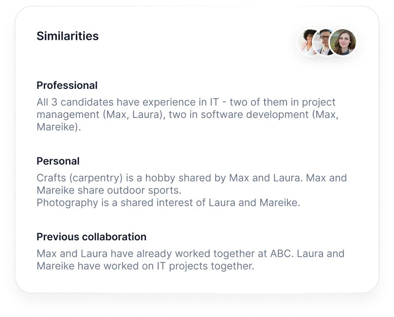 Shared Experiences at a Glance